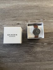 Skagen 40mm Silver Stainless Steel Case with Brown Leather Watch | RRP £129