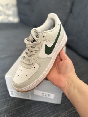 Nike Air Force 1 (GS) White/Green/Gum Leather Men s Low Top Sneakers CT3839-007