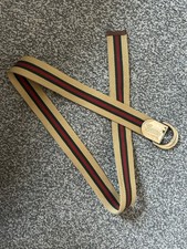 Genuine Rare Limited Edition Gucci Web D Buckle Belt, Discontinued Vintage Piece