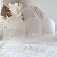 Frosted Arch Wedding Table Numbers 1-15 With Stands 5x7 Inch Acrylic Sign