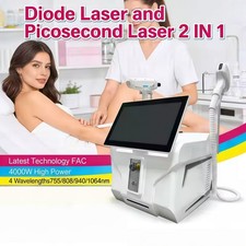 2 In 1 808nm Diode Laser Hair Removal Pico Laser Tattoo removal Machine 10bar