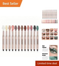 Long-Lasting Waterproof Eyeshadow Stick Gift Set - 12 Rich Colors to Explore
