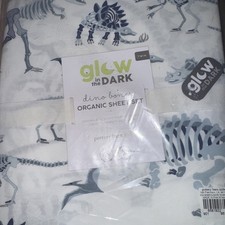 Pottery Barn Kids TWIN Dinosaur Dino Bones Glow in the Dark Sheet Set