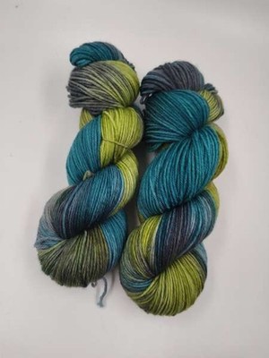 handgefärbte '' Die Softe '' Einöder Merino Socke 6 fach -100 g GRÜNGRAUES TEAL