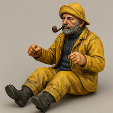 Seated Rowing Whaleboat Crew Figure – Sou’wester, Oilskins TG67