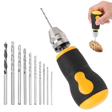 Micro Mini Portable Small Hand Drill Tool + 10pcs Drill Bits Set Tool 0.8-3.0mm
