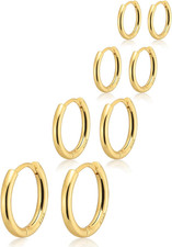 Small Gold Huggie Hoop Earrings Set for Women 14K Gold Plated Hypoallergenic Lig