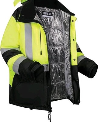 Ergodyne 8390 GloWear AmpliFIRE Winter Jacket Men Large Hi Vis Construction ANSI