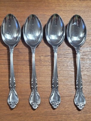 Set Of 4 International Lyon QUEEN'S FANCY Stainless 7'' Oval Soup Place Spoons