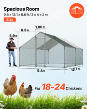 Metal Chicken Coop, 9.8x13.1x6.5 ft Large Walk-in Chicken Runs with Cover, Yard