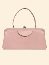 1950s 1960s Vintage Pink Top Handle Handbag Mid Century Frame Purse
