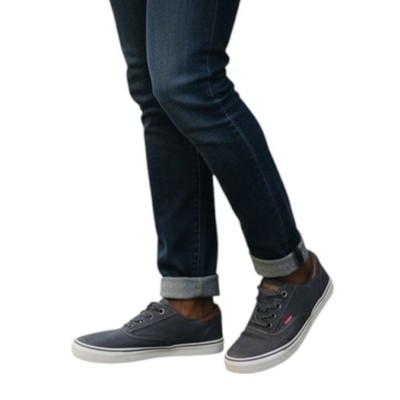 LEVIS Men s Canvas and Leather Skate Sneakers in Dark Grey Size 8.5