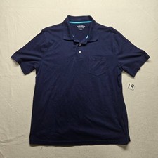 Saddlebred Polo Solid Blue Shirt 3 Button Short Sleeve Adult Men's Size L Large