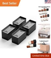Heavy-Duty Adjustable Furniture Risers - 3 in Black Rectangle - 1300 lbs Support