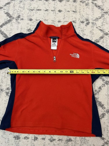 The North Face 1/4 zip pullover fleece jacket youth Size M (10/12) red/navy - Picture 8 of 11