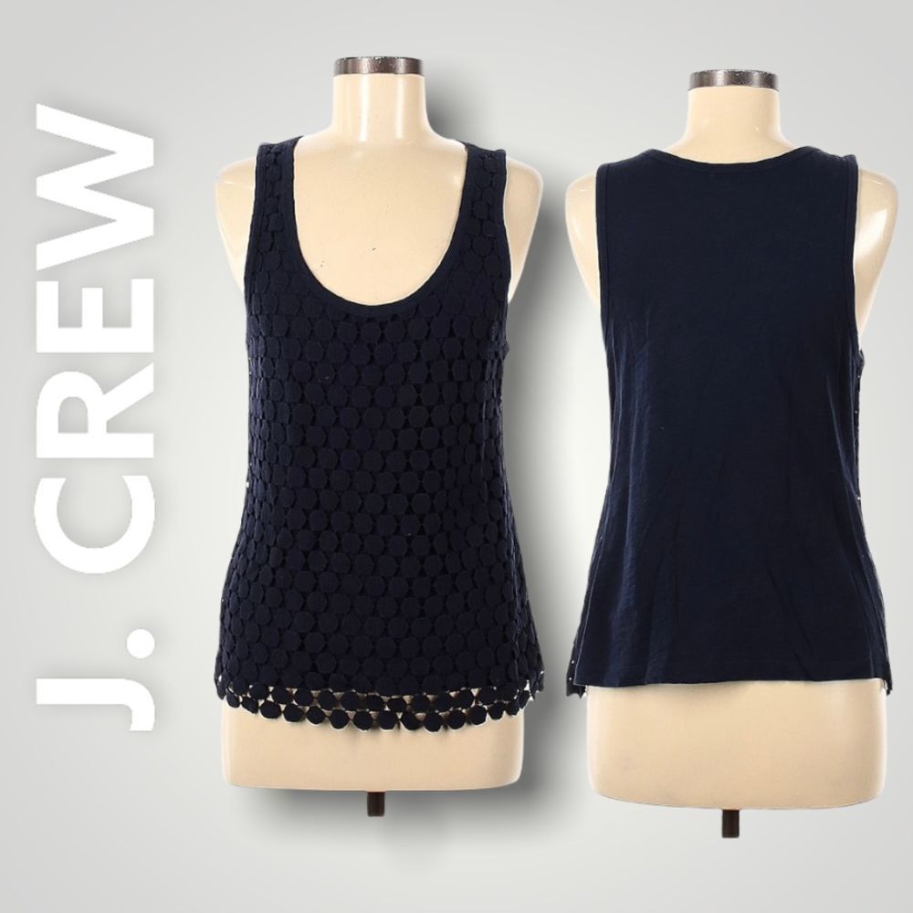 J. Crew, Crochet Medallion Tank Overlay Sleeveless To… Gem
