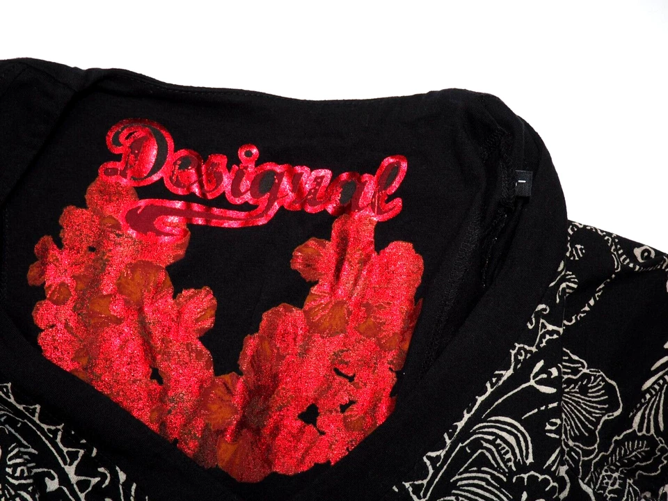 DESIGUAL 26V2813 Kleid Kurzarm tiefer V-Ausschnitt A-Linie knielang NOAH Größe L - Bild 3 von 4