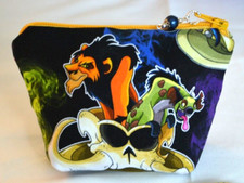Disney Inspired HANDMADE Scar & Captain Hook Coin/Cash Zipper Pouch Bag 4x3.5x3