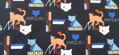 Marc Cain:  Scuba Jersey ''Cats'', marine-bunt,  140 cm br,  ab 0,5 m,   14,21/qm