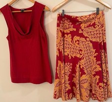 DKNY Red Tank Top  Floral Skirt Set