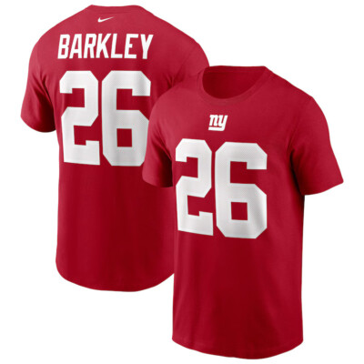 Nike Men's Saquon Barkley #26 New York Giants Name Number T-Shirt, Red, M 
