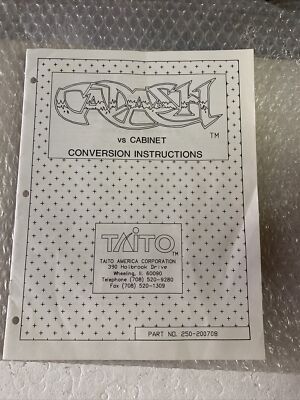 original Cadash Nintendo Vs Cabinet Taito Arcade Game manual