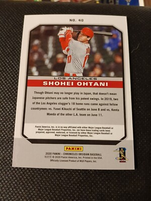 2020 SHOHEI OHTANI PANINI OBSIDIAN BASEBALL CARD #40 ANGELS