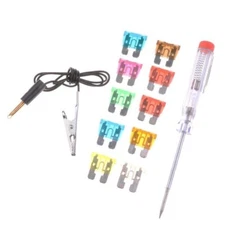 11 Pc Standard Car Fuses Set Standard Blade Fuse 3 to 40 Amp Fuse with Tester