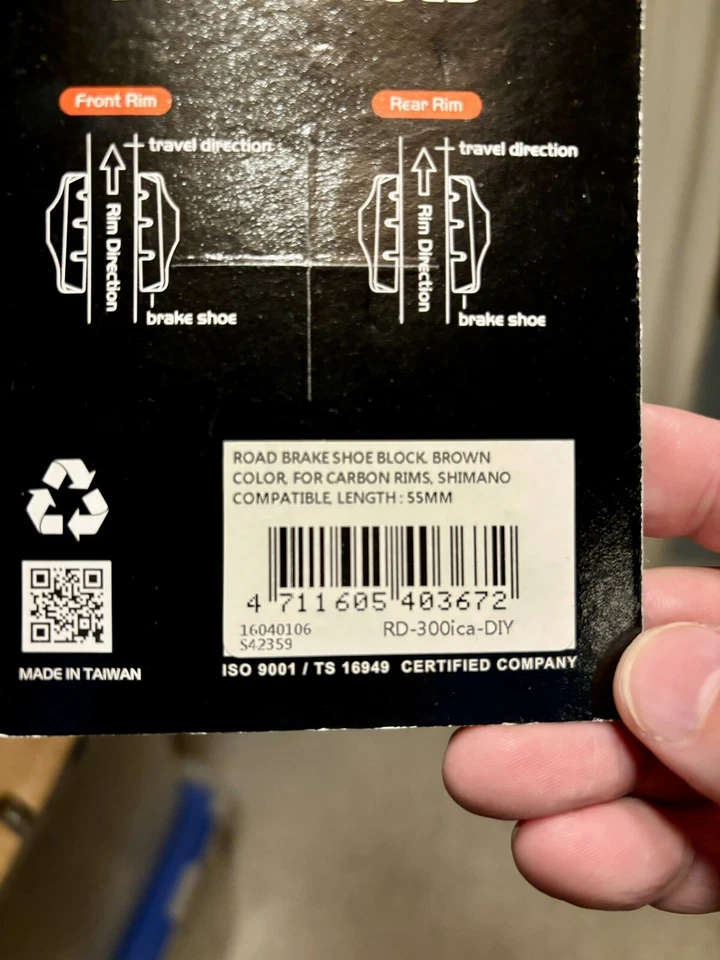 Pastillas de freno de llanta de bicicleta de carretera de carbono Alligator - Shimano - 55 mm Foto 3 de 3