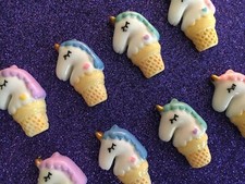 12pc. Pastel Unicorn Ice Cream resin Cabochon,So Kawaii Slime Charm,Bow center