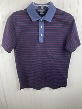 Brooks Brothers Slim Fit Cotton Polo Shirt Striped Navy Blue Red Size Med