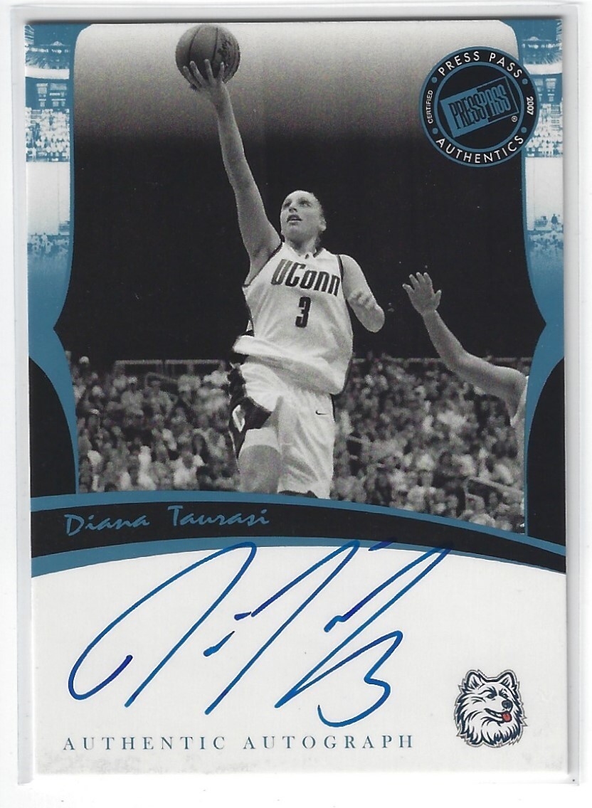 DIANA TAURASI UCONN CONNECTICUT HUSKIES PRESS PASS LEGENDS AUTO 