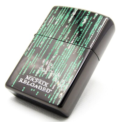 Matrix Reloaded Code Digital Rain Zippo Oil Lighter 2003 Fired