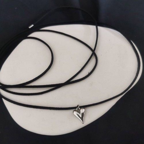 Elegant Mini Heart Pendant Necklace Simple Choker Lace up Necklace Jewelry - Picture 4 of 9