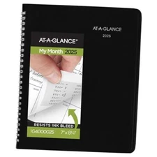  2025 Planner, 7" x 8-3/4", Medium, DayMinder, Black Monthly 2025 New Edition