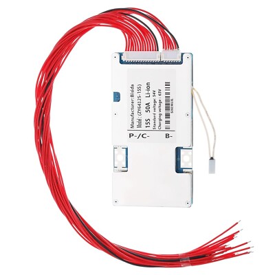 15S BMS 54V 50A Li-ion PCB Protection Board with Balance Wire and NTC,Ten Fun...