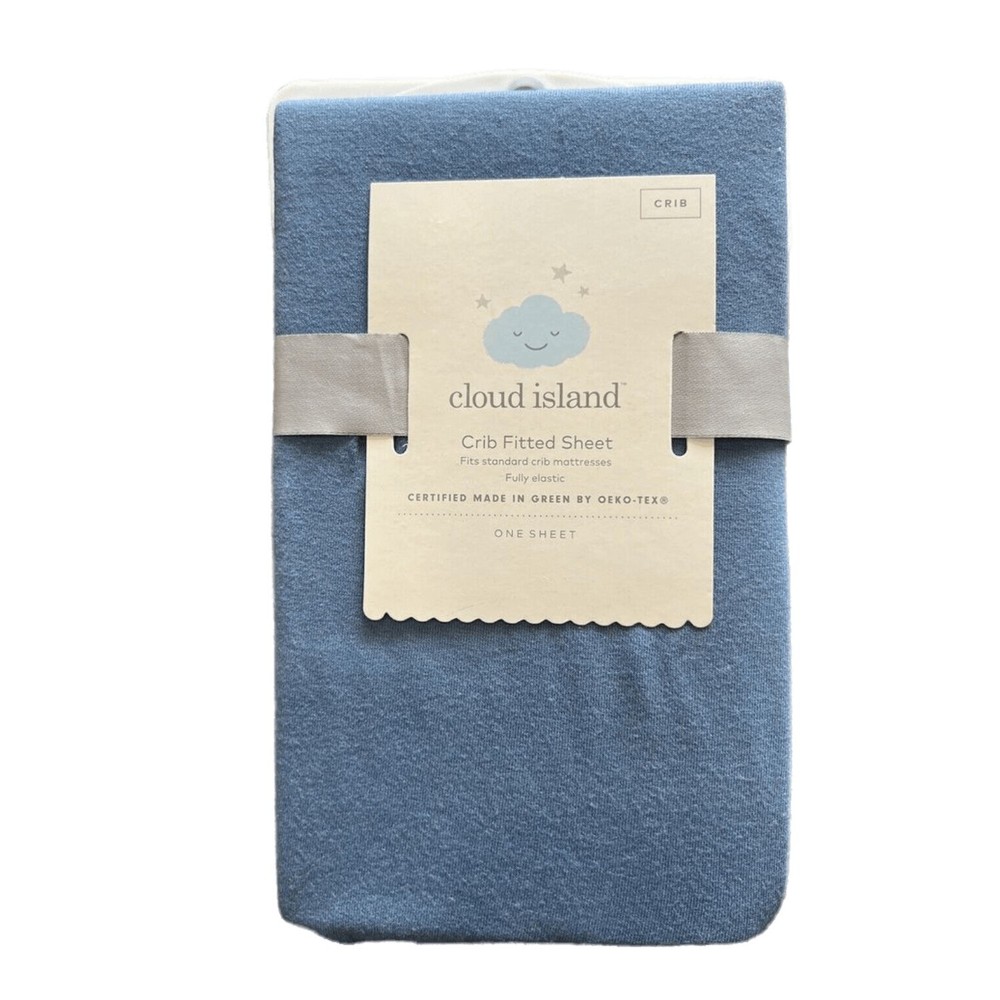 Cloud Island Crib Fitted Sheet Elastic Bergen Periwinkle Solid Blue 28x52x8 Inch