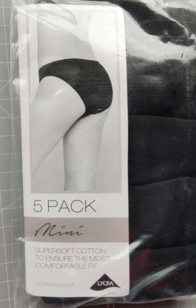 BNIP 5 Pairs Matalan Mini Knickers + 2 x Tummy Control Pants Black Size 8