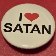 1 Inch I Love Satan Funny Round Pinback Button Pin
