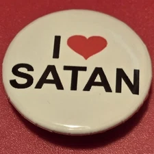 1 Inch I Love Satan Funny Round Pinback Button Pin