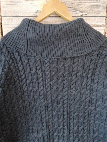 Womens Vintage Cable Knit Jumper Long Sleeve Roll Cowl Neck Size L Grey - Picture 6 of 13