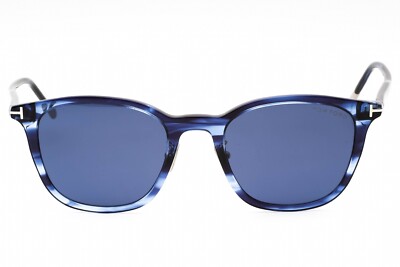 TOM FORD FT0956-D 90V Sunglasses Shiny Blue Frame Blue Lenses 52mm