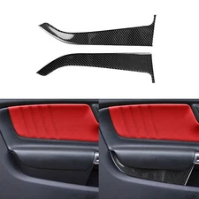 Real Carbon Fiber Interior Front Door Panel Cover Trim For Ford Mustang 2015-20