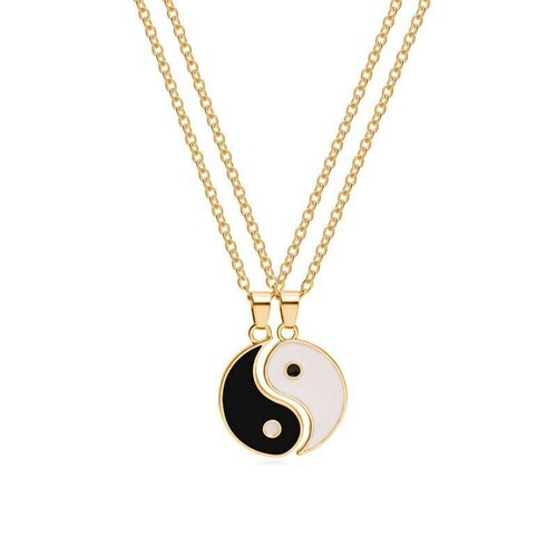 New 2Pcs Friendship Pendant Necklace Yin and Yang BFF Best Friends Jewelry Gifts - 第 2/9 張圖片