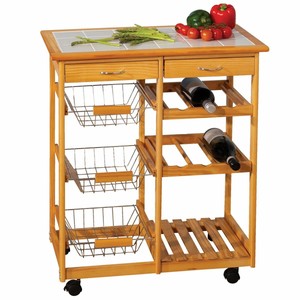 Kitchen Island Trolley Counter Top Roller Worktop Fruit Veg Wine