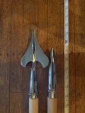 GUIDON FLAGPOLE / FLAGSTAFF, 2 PIECE, 8' LONG, WOOD WITH METAL CHROME FITTINGS