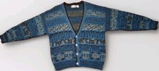 CITY STREETS Cardigan Sweater Mens M Medium Buttoned 90s Retro Geometric Vintage