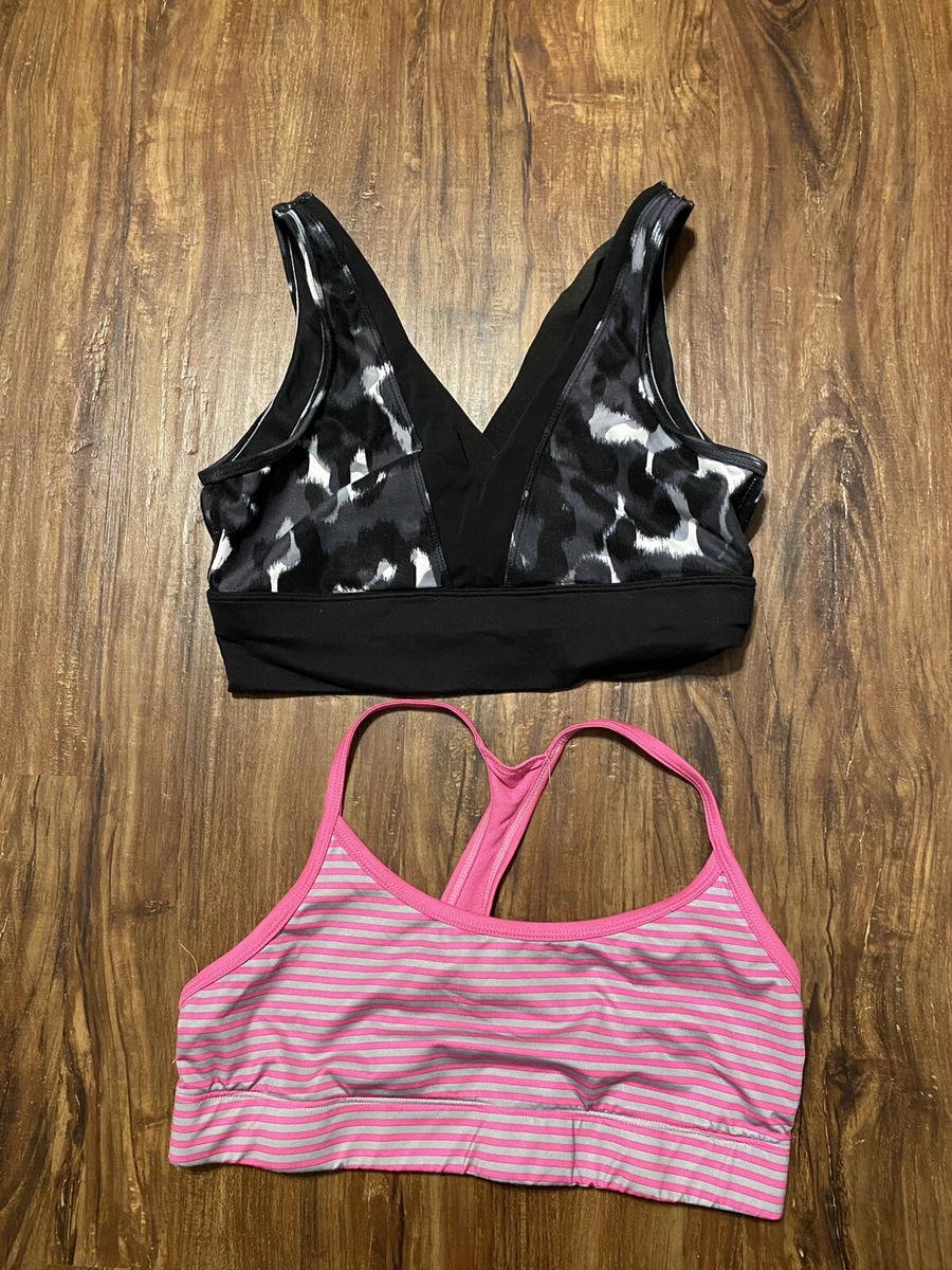 Womens Lot Of 2 Sport Bras Black B Johnson And Pink Champion