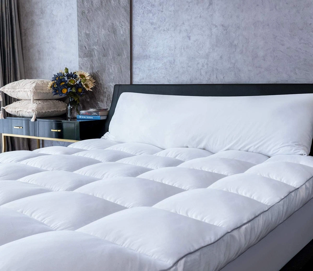Mattress Topper Twin Cooling Plush Pillow Top Mattress Pad Feather(  39u0026#034; X 74u0026#034;) | eBay