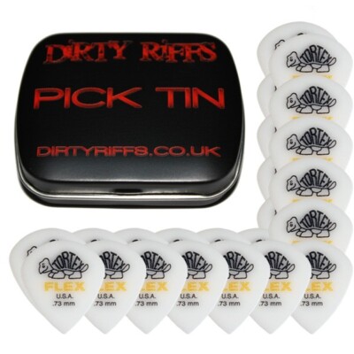 24 x Dunlop Tortex Flex Jazz 0,73 mm Gitarrenplektren Plektren in einer praktischen Plektrendose